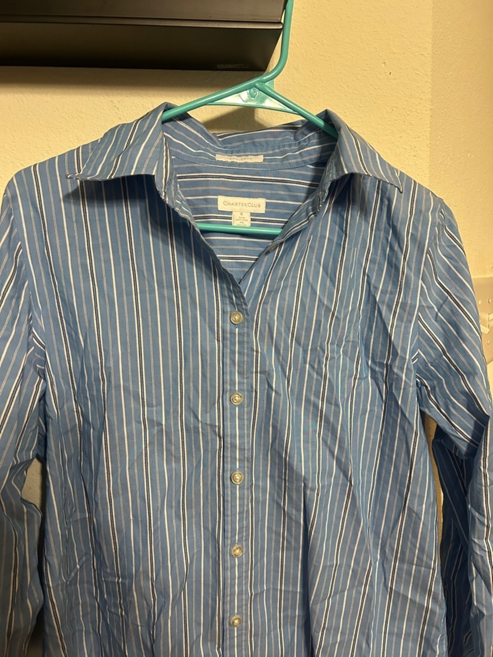Charter Club Blue Striped Button-Down Shirt - Picture 2 of 4